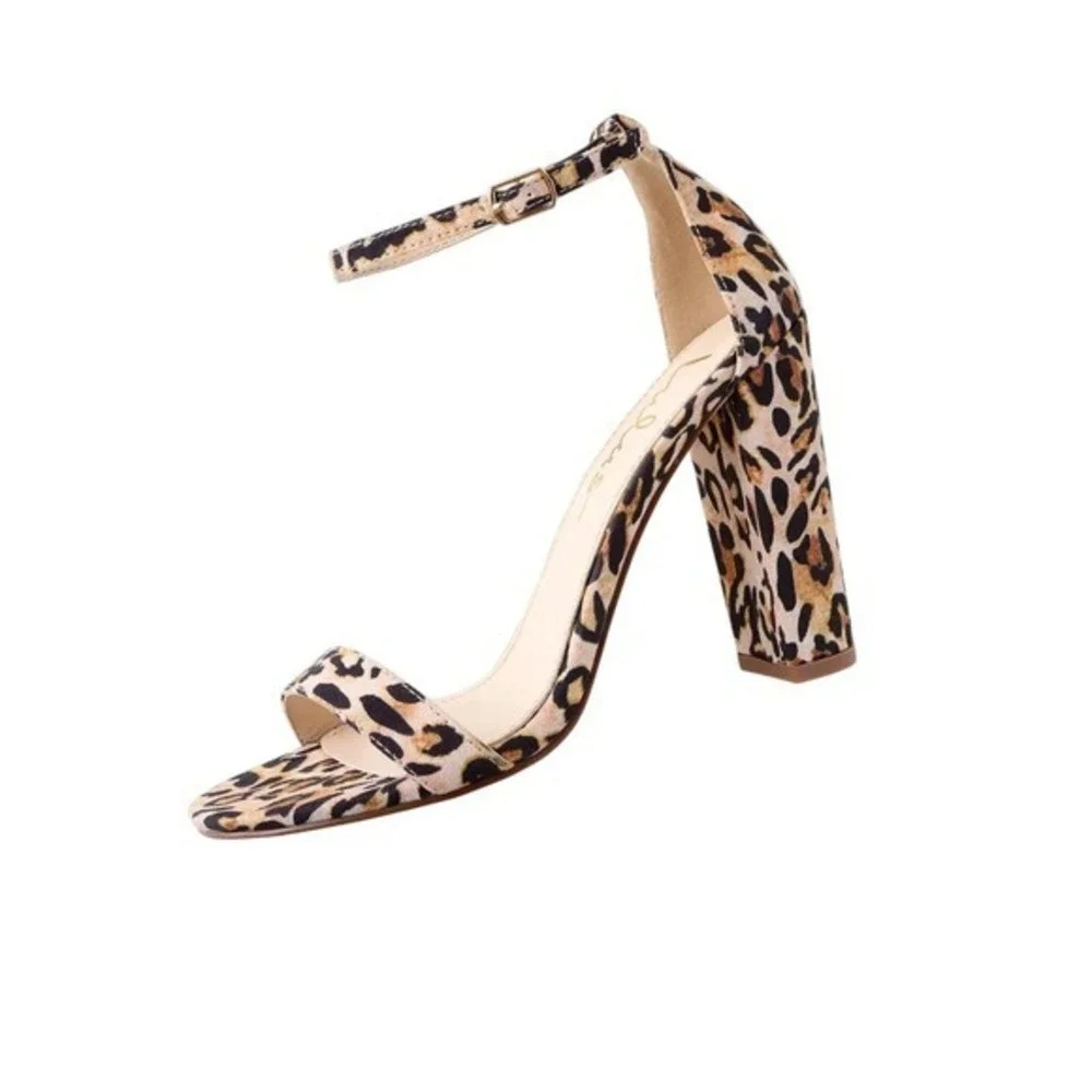 Lulus‎ Taylor Leopard Vegan Suede Block Heel Sandal 6 NIB